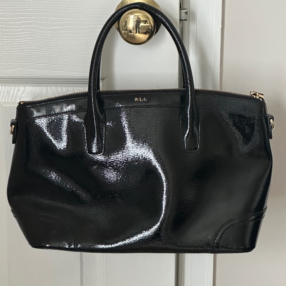 Lauren Ralph Lauren Handbags - RLL Polo Ralph Lauren Black Leather Cowhide Purse Handbag Good Large Patent